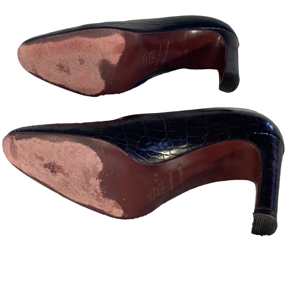 Ann Taylor Dark Brown Print Calf Pumps 8 - Picture 11 of 14